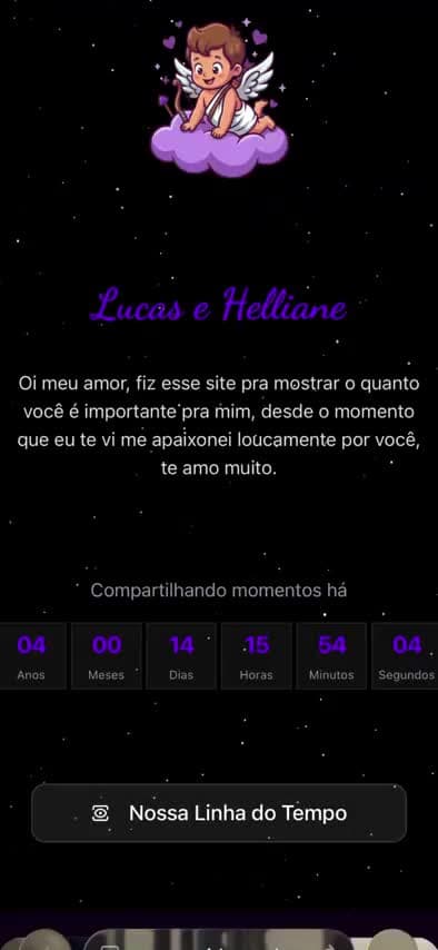 Página de amor personalizada My Dear com fotos, música e contador de tempo juntos